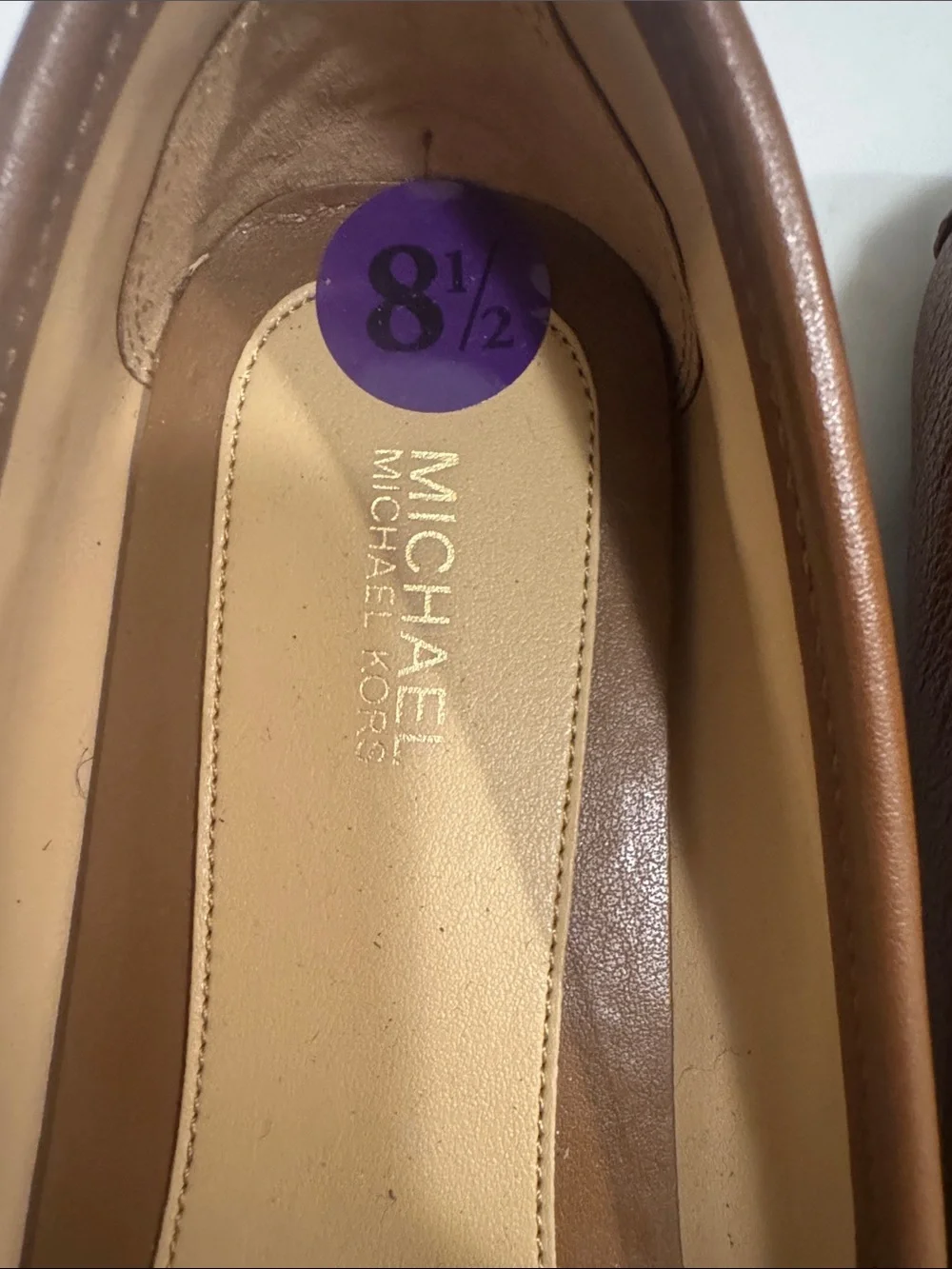 MICHAEL Michael Kors Chestnut Brown Leather MK Logo Ballet Flats